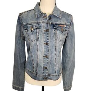 Hudson Distressed Denim Jean Stretch Jacket Young Girls Size XL Women Size XS